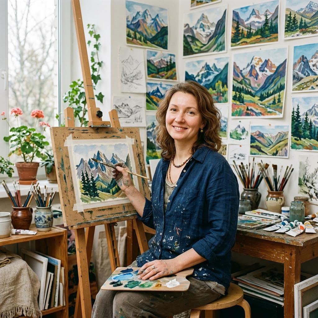 Елена Вершинина, автор курса по рисованию гуашью